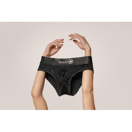 SLIP CON VIBRAZIONE VIBRATING STRAP-ON HIGH-CUT BRIEF BLACK