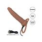 VIBRATORE REALISTICO STRAP ON RECHARGEABLE DUAL PENETRATOR CARAMEL